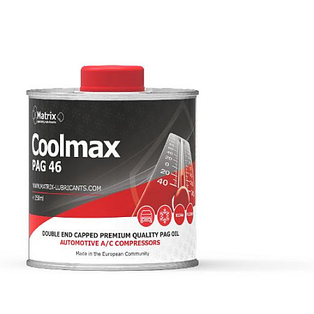 Uleiuri pt instalatia de climatizare Vehicle A/C system oil PAG 46 025L 1 pcs coolant type: R1234yf/R134a hybrid cars service PAG 46 a/C station model: wszystkie modele MATRIX LUBRICANTS COOLMAX PAG 46 250ML
