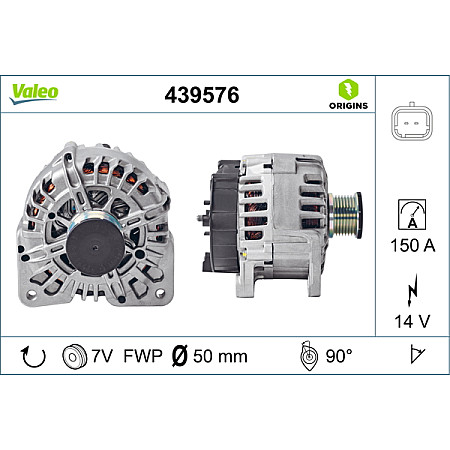 Alternator 14V 150A NISSAN PRIMASTAR OPEL MOVANO B VIVARO A VIVARO B RENAULT ESPACE IV LAGUNA II TRAFIC II VEL SATIS 1.6D-2.3D 03.01- VALEO VAL439576
