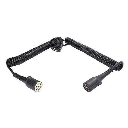 &quot;Cablu infasurat Sirma electrica spiralata poliuretan lungime de lucru 45m lungime maxima 52m 24V priza cu fire &quot;&quot;N&quot;&quot; si &quot;&quot;S&quot;&quot; 15/7/7 24 V 9 pini activi&quot; TRUCKLIGHT 