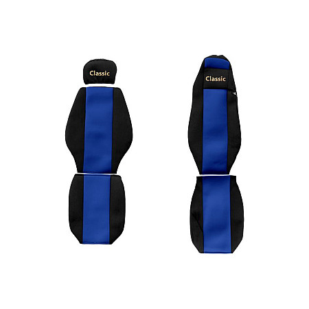 Husa scaun Huse pentru scaune Classic albastru material velours serie CLASSIC Cabina MEGA SPACE centura de siguranta a pasagerului asamblata in scaun centura de siguranta a soferului asamblata in scaun sc F-CORE F-CORE PS25 BLUE