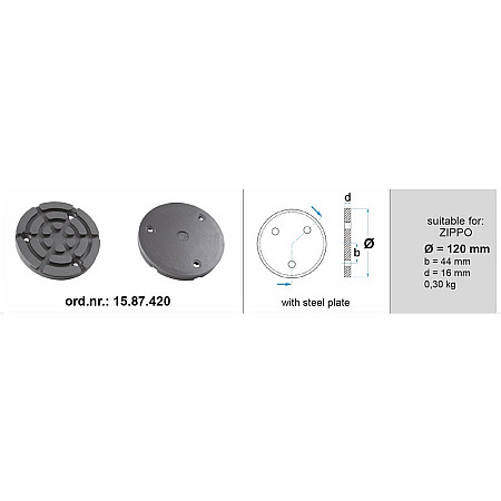 Tampon cric hidraulic Rubber pad {Rubber pad} 120mmx44mmx16mm for lift Manufacturer: ZIPPO BOECK 15.87.420
