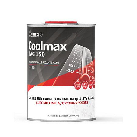 Uleiuri pt instalatia de climatizare Vehicle A/C system oil PAG 150 1L 1 pcs coolant type: R1234yf/R134a PAG 150 a/C station model: wszystkie modele MATRIX LUBRICANTS COOLMAX PAG 150 1L