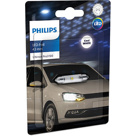 Bec, iluminare numar circulatie LED light bulb blister pack 1pcs 12V 06W SV85 no certification of approval Ultinon Pro3100 SL cool white PHILIPS PHI 11866CU31B1