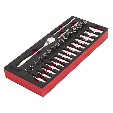 &quot;Unelte (inserturi) pentru carucioare Toolkit 32 pcs 6PT sockets / adapter/s / extension bars / ratchets 3/8&quot;&quot;&quot; MILWAUKEE 4932479825