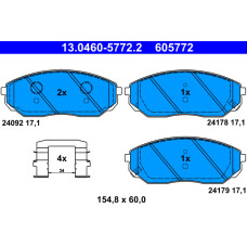 Set placute de frana Fata KIA SORENTO I 2.4-3.5 08.02- ATE 13.0460-5772.2