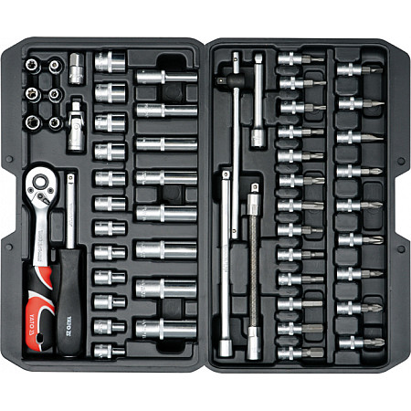 Trusa Chei Tubulare+ Biti 1/4", 56 Buc YATO YT-14501