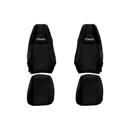 Husa scaun Huse pentru scaune Classic negru material eco-piele serie CLASSIC integreaza tetiera pasagerului tetiera soferului integrata SCANIA SCANIA F-CORE F-CORE PS41 BLACK