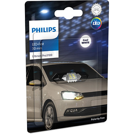 Bec, iluminare numar circulatie LED light bulb blister pack 1pcs 12V 08W SV85 no certification of approval Ultinon Pro3100 SL cool white PHILIPS PHI 11860CU31B1