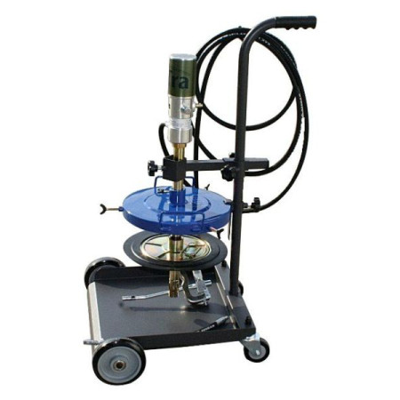 Aparate de distribuire vaselina Grease distribution set Mobile on barrels 20-30l kit contains: cart cover grease hose lubricant pistol Plate pneumatic pump pump ratio: 50:1 hose length: 4m ASTA 1700512