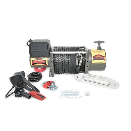 Troliu pentru trasuri si vehicule speciale vagoane Greutate remorcata camion 7257kg 16000lb Tensiune 12V Transmisie 3 trepte Reducere planetara 358 1 tip cablu sintetic 31m frana dinamic DRAGON WINCH DWT16000HD S