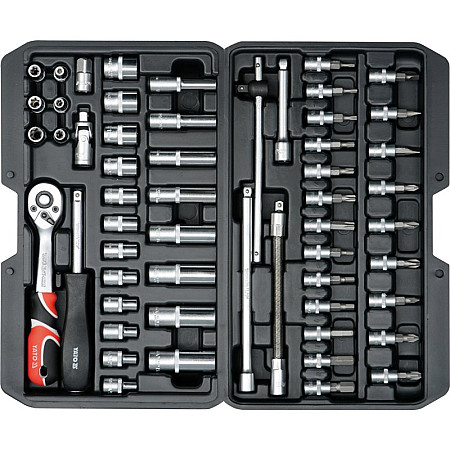 YT-14501 Trusa Chei Tubulare+ Biti 1/4", 56 Buc