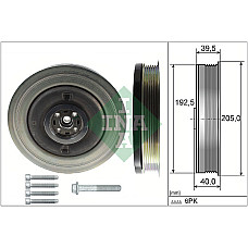 Set fulie, arbore cotit Crankshaft pulley number of ribs: 6 VOLVO S60 II S60 III S90 II V60 I V60 II V90 II XC60 I XC60 II XC90 II 2.0/2.0D/2.0H 09.13- INA 544 0503 20