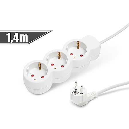 Delight - Prelungitor cu distribuitor triplu, 3x1 mm, 1,4 m