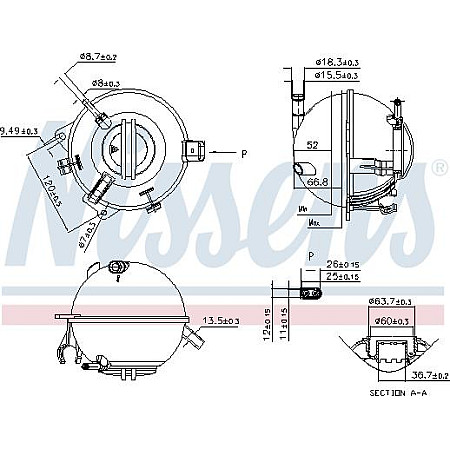 Vas de expansiune. racire Vas expansiune with plug with level sensor AUDI A3 Q3 TT SEAT ALHAMBRA ALTEA ALTEA XL LE VW GOLF VI (517), Sabrioleta, 03.2011 - 05.2016 Nissens 996116