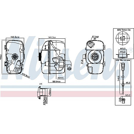 Vas de expansiune. racire Vas expansiune with plug with level sensor VOLVO S60 I S70 S80 I V70 I V70 II XC70 I XC9 VOLVO V70 II (285), Turism, 11.1999 - 12.2008 Nissens 996177