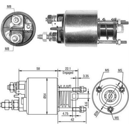 Solenoid. electromotor Electromagnet de pornire FIAT BRAVA BRAVO I CINQUECENTO MAREA PUNTO SEICENTO - 600 LANCIA Magneti Marelli 940113050497
