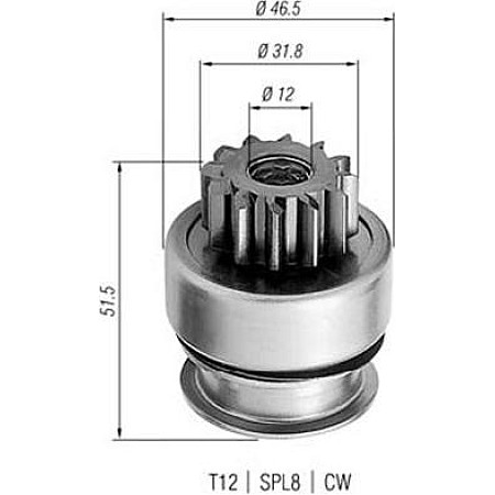 Pinion electromotor Roata de pornire a rotii libere CITROEN BERLINGO BERLINGO MULTISPACE BERLINGO-MINIVAN C1 C2 C Magneti Marelli 940113020261