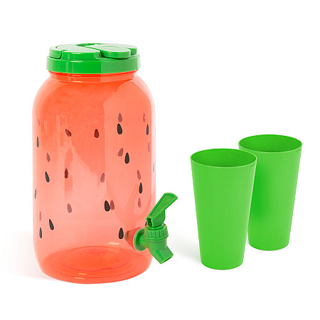 Family Pound - dozator de buturi cu robinet + 2 buc. pahare - 3,8 l