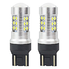 Bec Led 24SMD 3030 12/24V Pozitie, frana, 7443, W21/5W, T20 Canbus 2buc - Alb
