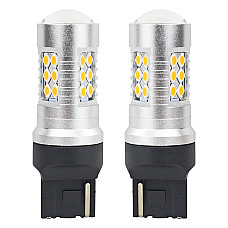 Set becuri auto cu LED CANBUS, 3030, 24SMD, compatibil T20, 7440, WY21W, Portocaliu, 12V / 24V, destinat competitiilor auto sau off-road