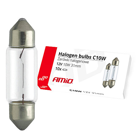 Set 10 becuri cu halogen C10W Festoon, 31mm, 12V