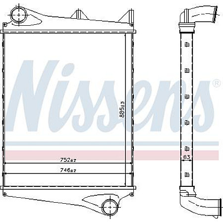 Intercooler. compresor intercooler diametru admisie 90 mm VOLVO FH FH12 FM FM12 FM7 FM9 FMX D11A-370-D9B380 08.93 VOLVO FM (VTR3R), 09.2005 - Nissens 96966