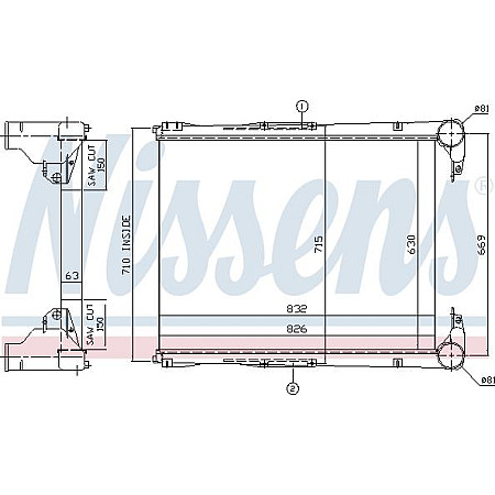 Intercooler. compresor intercooler RVI KERAX PREMIUM MIDR06.02.26W-4-MIDR06.23.56B-41 04.96- RENAULT TRUCKS PREMIUM, 04.1996 - Nissens 96967