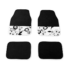 Covorase mocheta Black &amp; White Flower 4buc