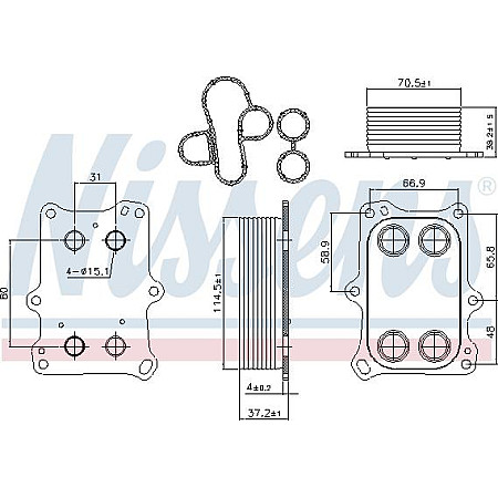 Radiator ulei. ulei motor Oil cooler ABARTH 124 SPIDER 500 - 595 - 695 500C - 595C - 695C GRANDE PUNTO PUNTO PUNTO EVO ALF FIAT BRAVO II (198_), Hatchback, 11.2006 - Nissens 90969