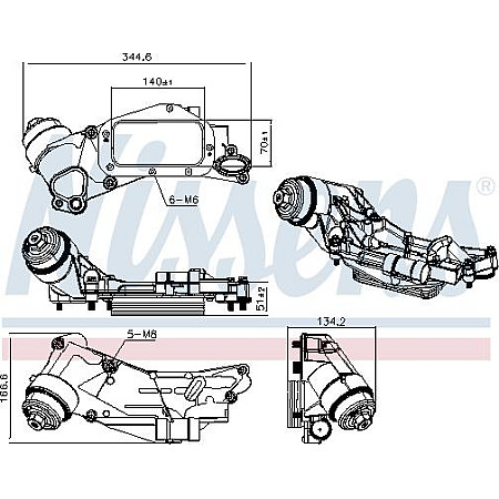 Radiator ulei. ulei motor Oil cooler with oil filter housing ALFA ROMEO 159 CHEVROLET AVEO AVEO - KALOS CRUZE ORLANDO TRAX OPEL ASTRA H CLASSIC (A04), Hatchback, 01.2009 - Nissens 90930