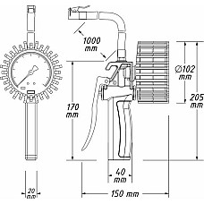 Aparat de verificat / incarcat presiune aer roti HAZET 9041G-1