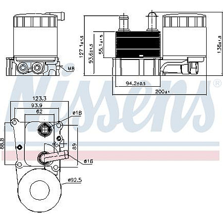 Radiator ulei. ulei motor Oil cooler manual with oil filter housing FORD C-MAX FIESTA FIESTA IV FIESTA-MINIVAN FOCUS C-MAX FORD FOCUS Turnier (DNW), Turism, 02.1999 - 12.2007 Nissens 90696