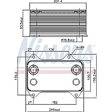 Radiator ulei. ulei motor Racitor de ulei 110x94x201mm DAF CF 85 XF 95 MX265-XF355M 01.01-05.13 DAF CF 85 (AE85XF), 01.2001 - 05.2013 Nissens 90690