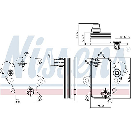 Radiator ulei. ulei motor Oil cooler ALFA ROMEO GIULIETTA FIAT 500L 500X BRAVO II DOBLO DOBLO CARGO TIPO JEEP RENEGADE OPE FIAT DOBLO (263_), Dubita, 11.2009 - Nissens 90885