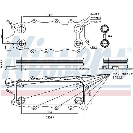Radiator ulei. ulei motor Oil cooler MERCEDES C T-MODEL S203 C T-MODEL S204 C W203 C W204 CLK A209 CLK C209 CLS C218 CLS C MERCEDES-BENZ CLS (C218), Compartiment, 01.2011 - 12.2017 Nissens 90784