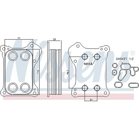 Radiator ulei. ulei motor Oil radiator with oil filter housing ALFA ROMEO MITO CHEVROLET AVEO FIAT DOBLO DOBLO CARGO DOBLO OPEL ASTRA J (P-J/SW/V), Sedan, 06.2012 - Nissens 90739