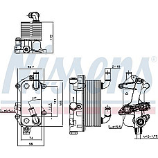 Radiator ulei. ulei motor Oil radiator with oil filter housing CADILLAC BLS OPEL SIGNUM VECTRA C VECTRA C GTS SAAB 9-3 9-3 SAAB 9-3X (YS3), Turism, 02.2009 - 02.2015 Nissens 91182