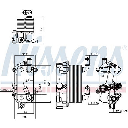 Radiator ulei. ulei motor Oil radiator with oil filter housing CADILLAC BLS OPEL SIGNUM VECTRA C VECTRA C GTS SAAB 9-3 9-3 SAAB 9-3X (YS3), Turism, 02.2009 - 02.2015 Nissens 91182