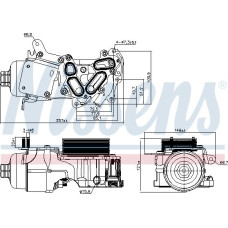 Radiator ulei. ulei motor Oil radiator with oil filter housing CITROEN BERLINGO BERLINGO MULTISPACE BERLINGO-MINIVAN C3 II PEUGEOT 2008 I (CU_), Turism, 03.2013 - Nissens 91124