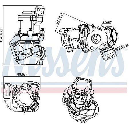 Supapa EGR Valva EGR CITROEN C1 C2 C2 ENTERPRISE C3 I C3 II C3 PLURIEL NEMO NEMO-MINIVAN FORD FIESTA V FIESTA VI CITROEN C3 Pluriel (HB_), Sabrioleta, 05.2003 - Nissens 98188