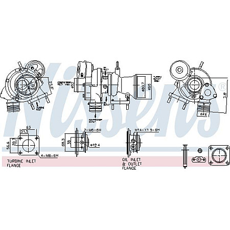 Turbocompresor Nou ABARTH 500 - 595 - 695 500C - 595C - 695C GRANDE PUNTO PUNTO PUNTO EVO ALFA ROMEO GIULIETTA MI ABARTH 500 / 595 / 695 (312_), Hatchback, 01.2008 - Nissens 93472