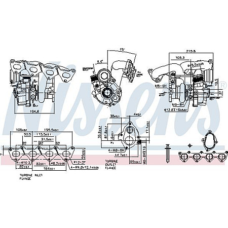 Turbocompresor Nou cu set de garnituri se potriveste. AUDI A1 SEAT ALHAMBRA IBIZA IV IBIZA IV SC IBIZA IV ST SKODA FABIA II VW B VW GOLF V (1K1), Hatchback, 10.2003 - 02.2009 Nissens 93130