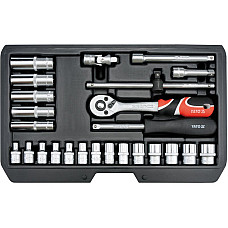 YT-14461 Trusa Tubulare+Antrenor, 25 Buc, 1/4"