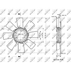 Paleta ventilator. racire motor Radiator fan diameter 9-180-750 mm number of blades 8 SCANIA 4 PGRT DC09.108-DT16.08 01.00 SCANIA P,G,R,T - series (N320), 01.2003 - NRF 49859