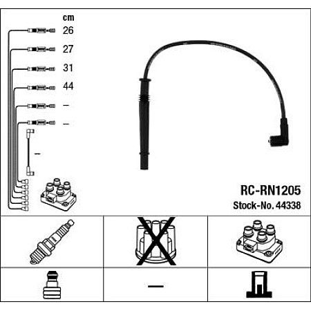 Set fise bujii RENAULT CLIO III Grandtour (KR0/1_), Turism, 02.2008 - NGK 44338