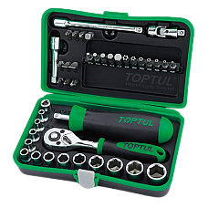 Trusa chei TOPTUL GADW4101, antrenor patrat 1/4 inch, clichet, 2 x extensii, articulatie, 12 x chei tubulare, 21 x biti insurubare, 41 piese TOPTUL GADW4101