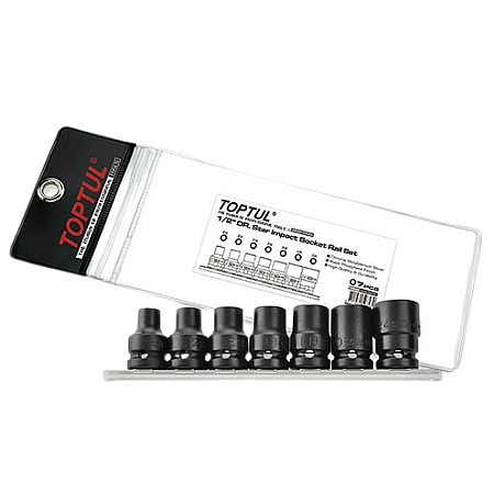 Set 7 chei tubulare de impact TOPTUL GDAG0701, antrenor patrat 1/2 inch, profil torx, deschidere chei E10-E24, finisaj fosfatat TOPTUL GDAG0701