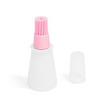 Pensul pentru ulei, din silicon, cu recipient - 60 ml - roz