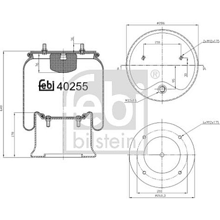 Burduf. suspensie pneumatica Supa de suspensie pneumatica spate R cu baza SCHMITZ WEWELER Febi Bilstein 40255
