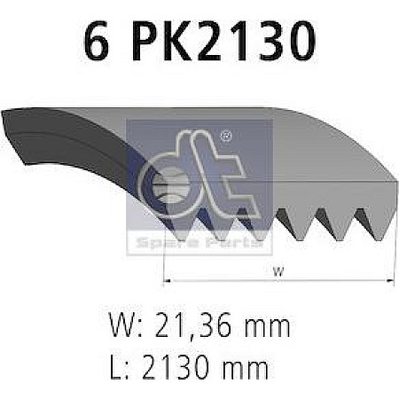 Curea transmisie cu canel Multi-V-curea 6PK2130 MERCEDES O 403 TOURISMO O 350 124 W124 124 T-MODEL S124 190 W2 MERCEDES-BENZ VARIO (670.3), Autobuz, 08.1996 - DT Spare Parts 4.80689